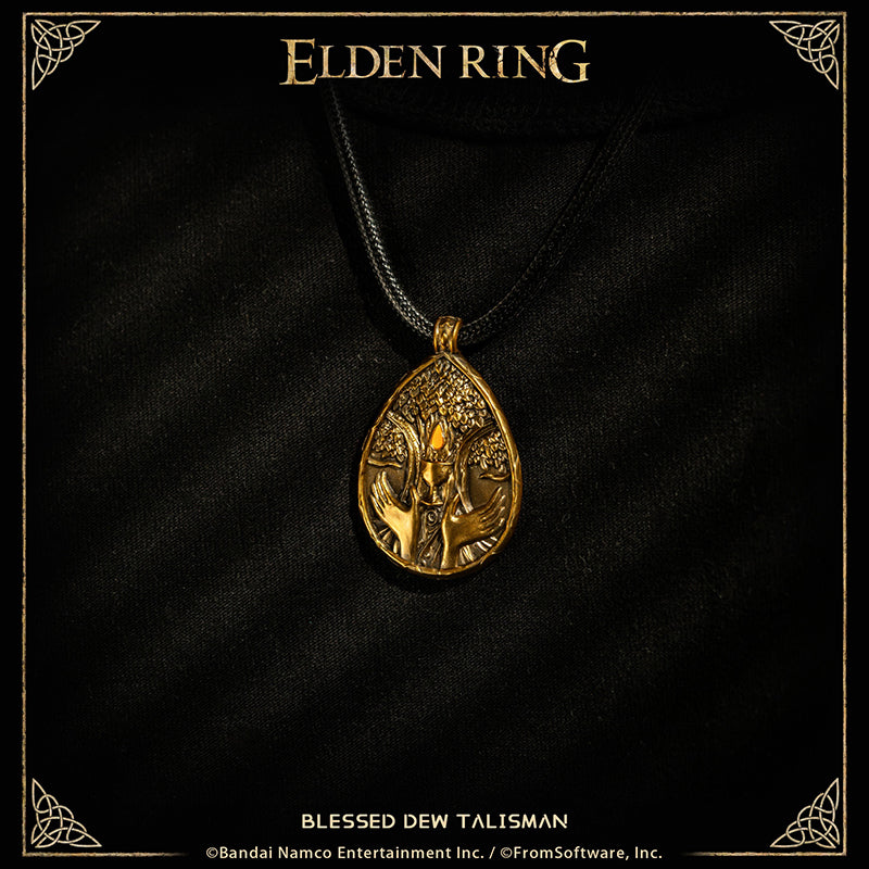 Starforged ELDEN RING Blessed Dew Talisman & Blessed Blue Dew Talisman Accessories Game Merchandise Officially Authorized Blessed Dew TalismanTalisman depicting a drop of the Erdtree's sap, a blessed boon.Gradually restores HP.It was once thought that the blessed sap of the Erdtree would drip from its boughs forever--but that age of plenty swiftly came to a close, and with time, the Erdtree became more an object of faith.